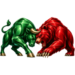 Green bull and red bear clashing